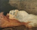 Donna coricata, Siesta -   Olio su tela su legno, 26.5x35  - Collezione Frugone, Genova